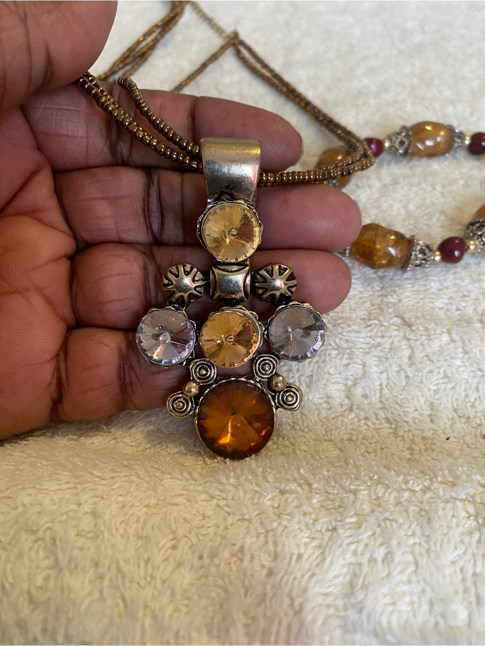 Amber Crystal Statement Pendant Necklace - Women's Jewelry